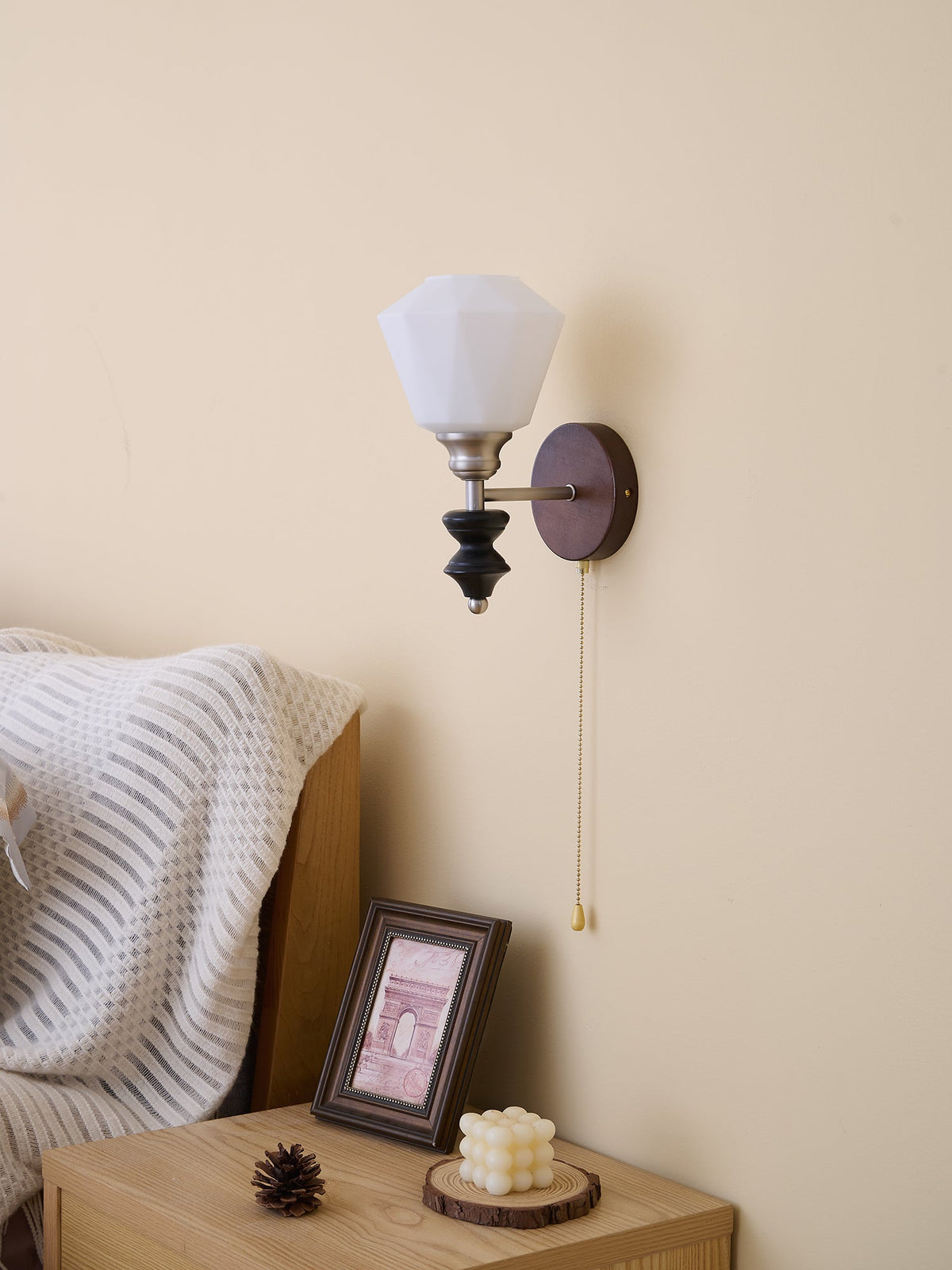 Lucille elegantie klassiek Art glas Hout wandlamp