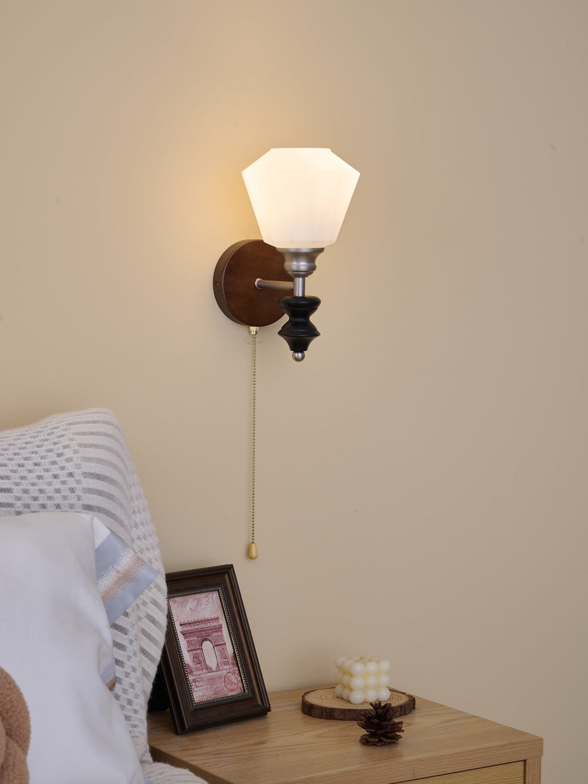 Lucille elegantie klassiek Art glas Hout wandlamp