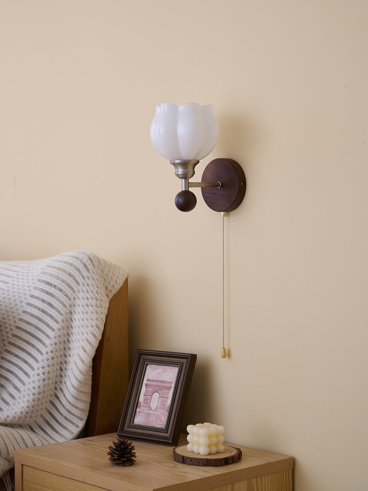 Lucille elegantie klassiek Art glas Hout wandlamp