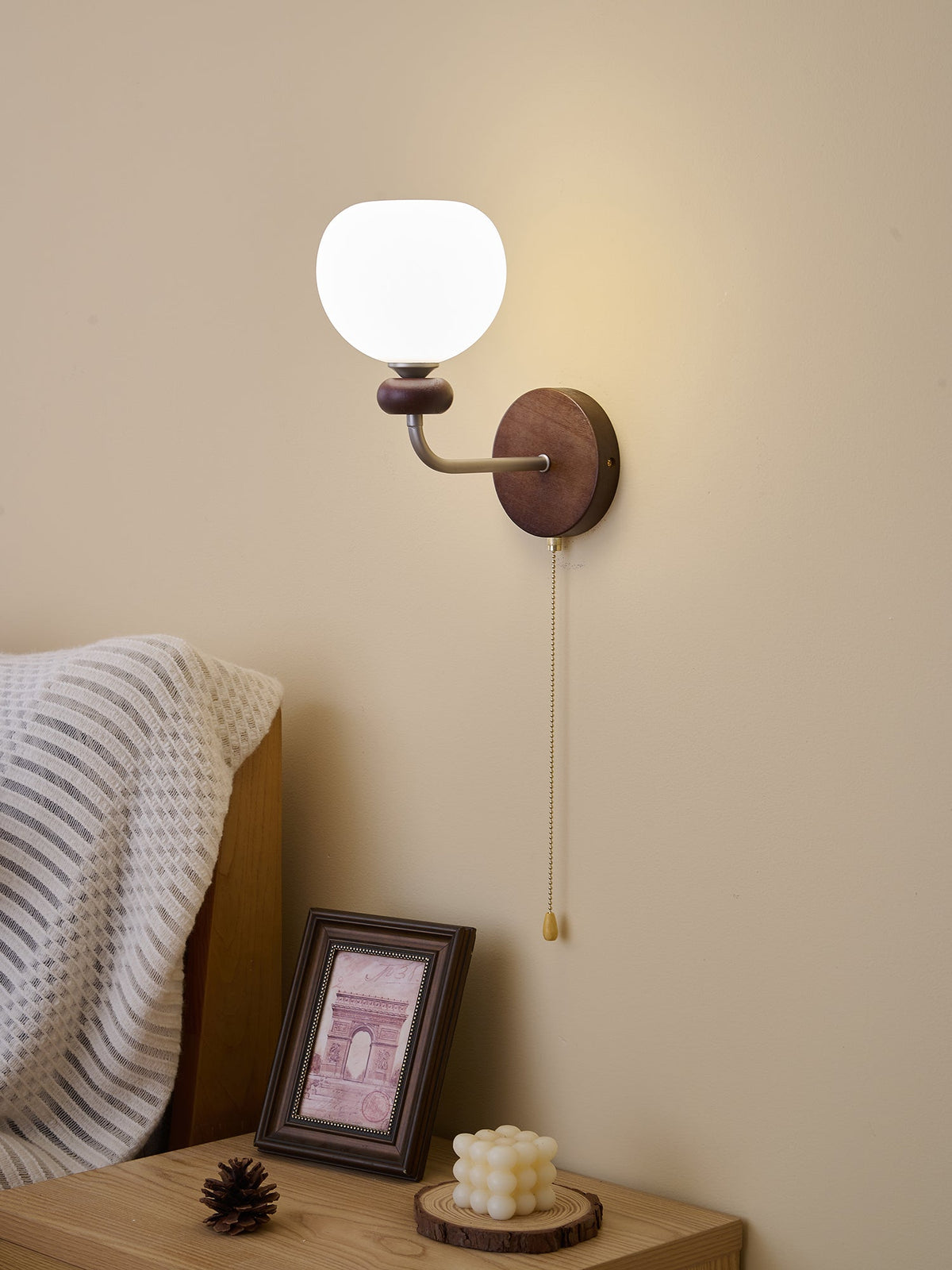 Lucille elegantie klassiek Art glas Hout wandlamp