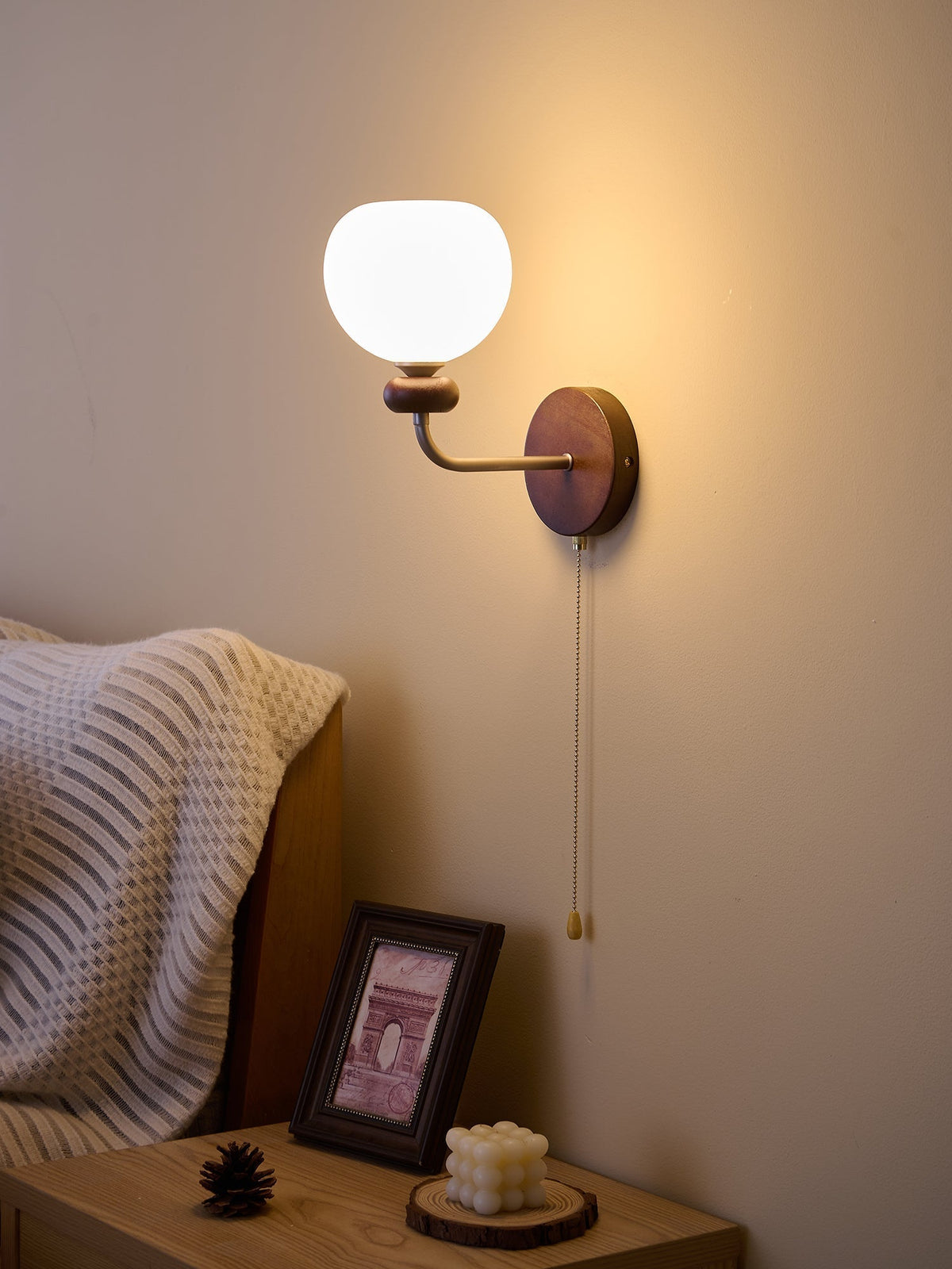 Lucille elegantie klassiek Art glas Hout wandlamp