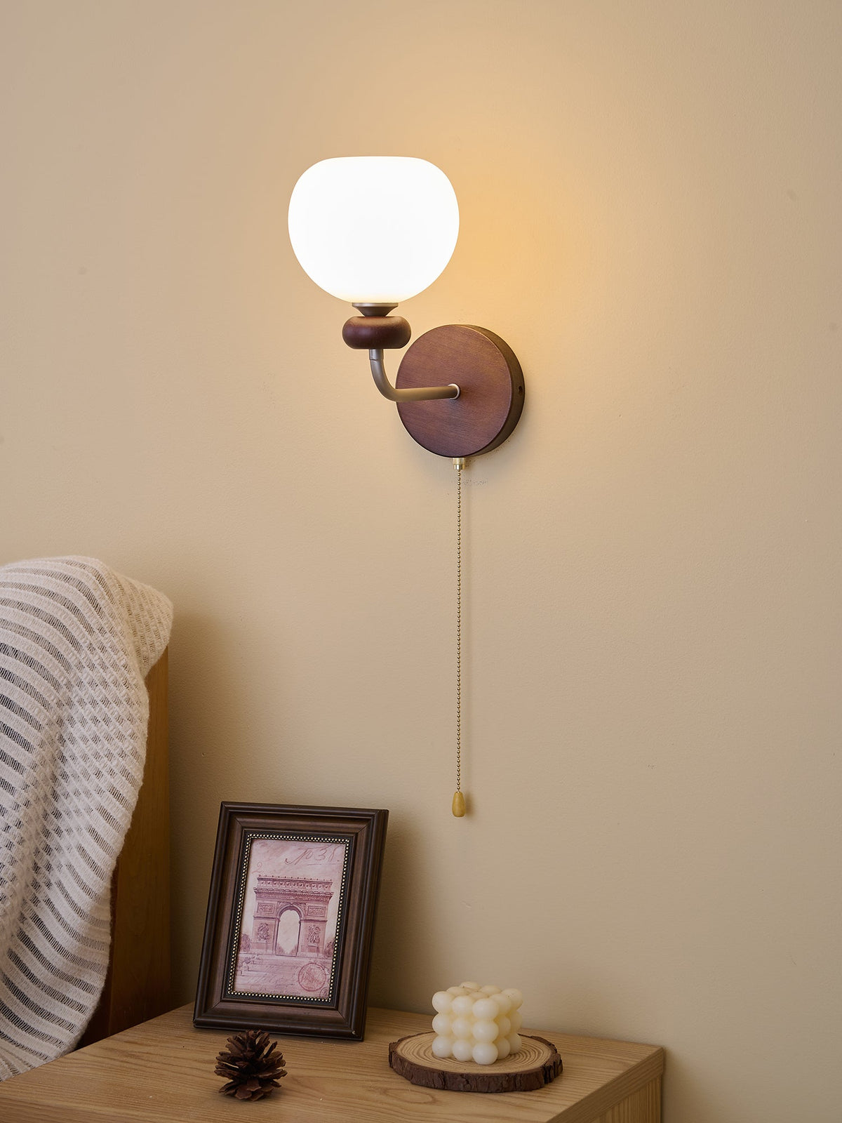 Lucille elegantie klassiek Art glas Hout wandlamp