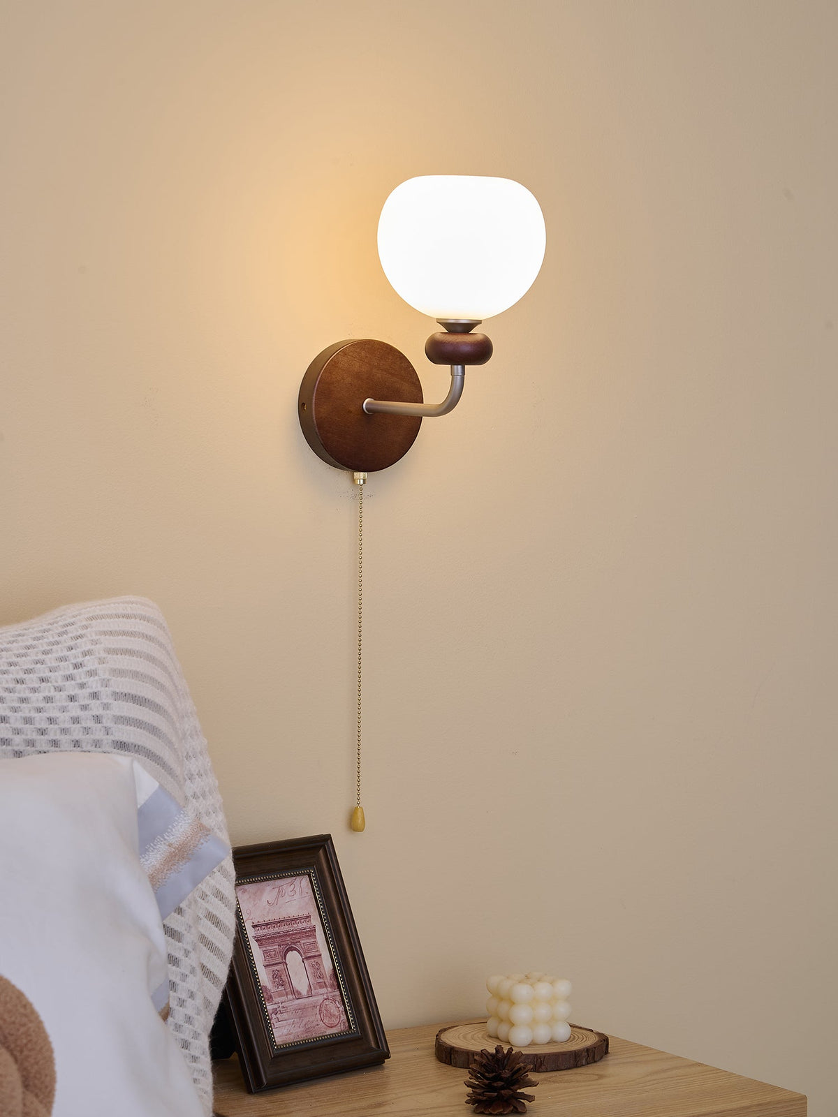 Lucille elegantie klassiek Art glas Hout wandlamp