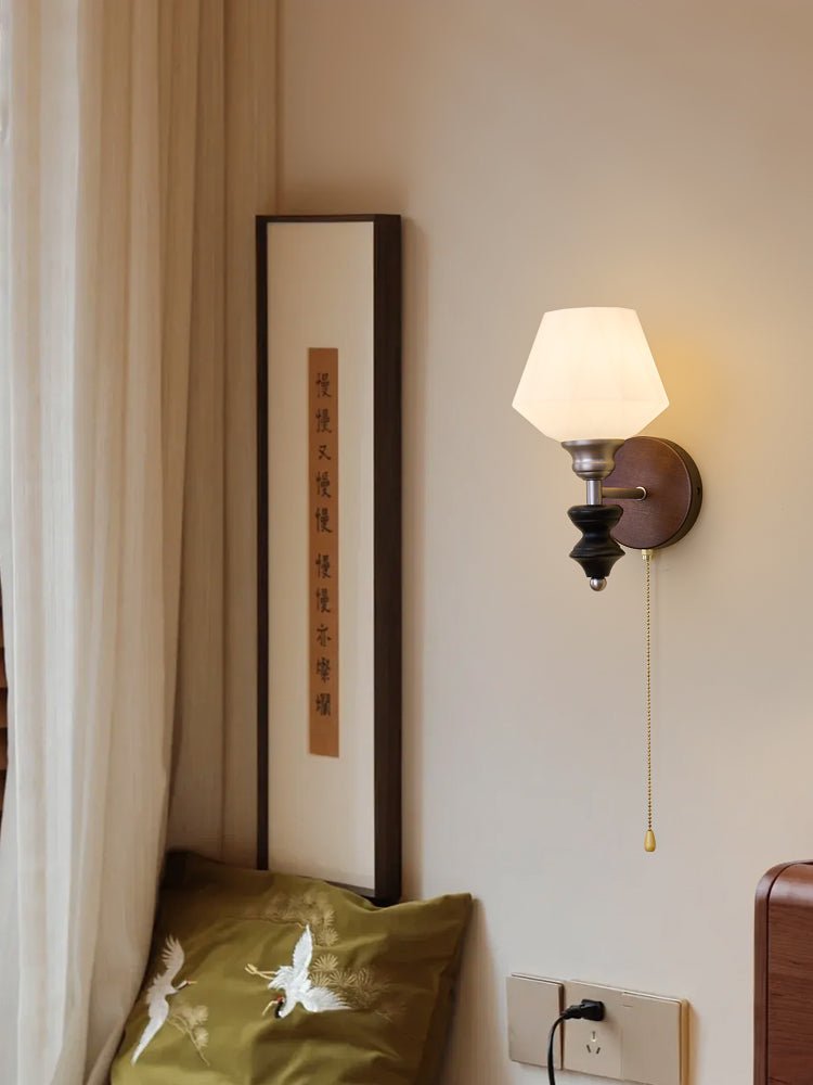 Lucille elegantie klassiek Art glas Hout wandlamp