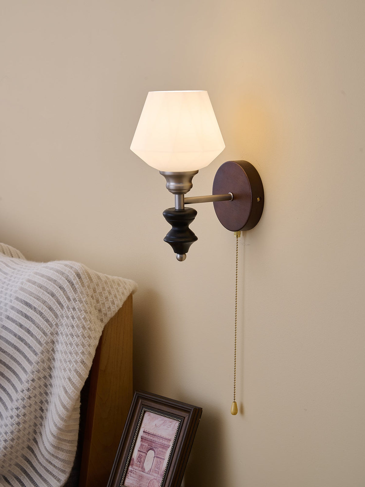 Lucille elegantie klassiek Art glas Hout wandlamp