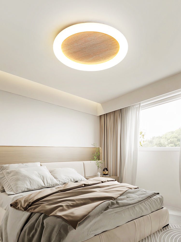 Kaia Minimal Geel travertin plafondlamp