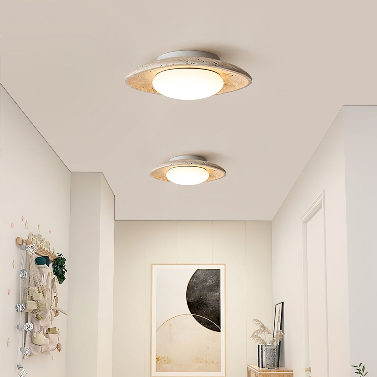 Serinora plafondlamp in geel travertin