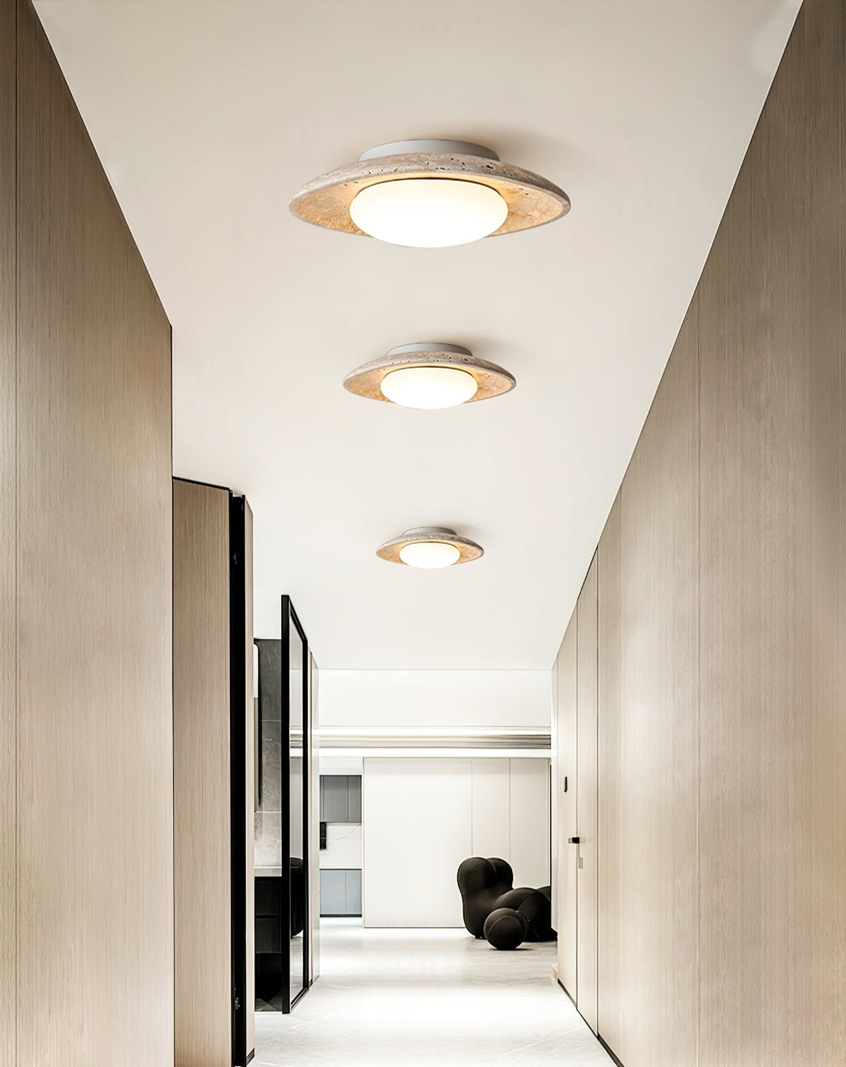 Serinora plafondlamp in geel travertin