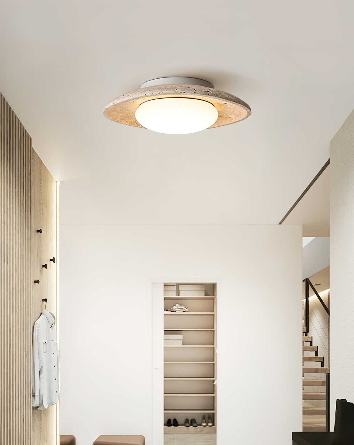 Serinora plafondlamp in geel travertin