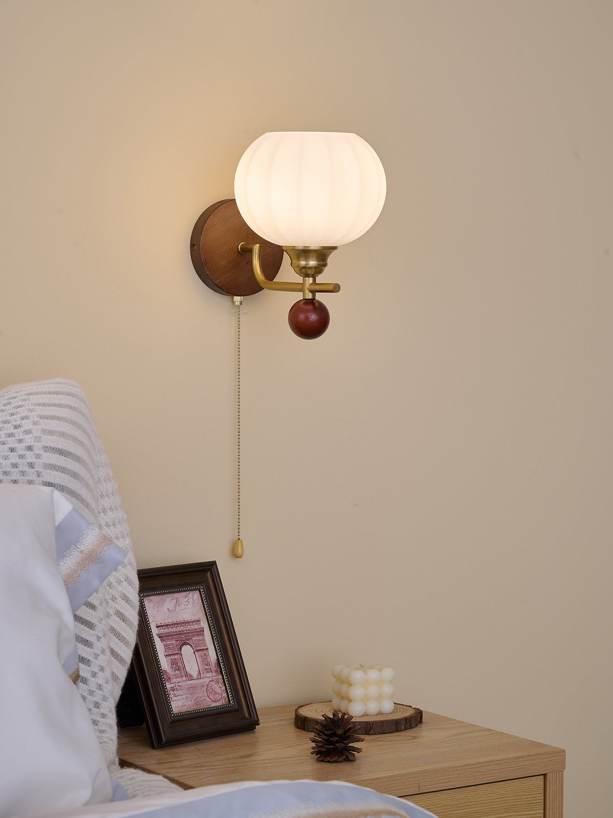 Syleella Premium Noordse kunst Kapelglas houten wandlamp van glas