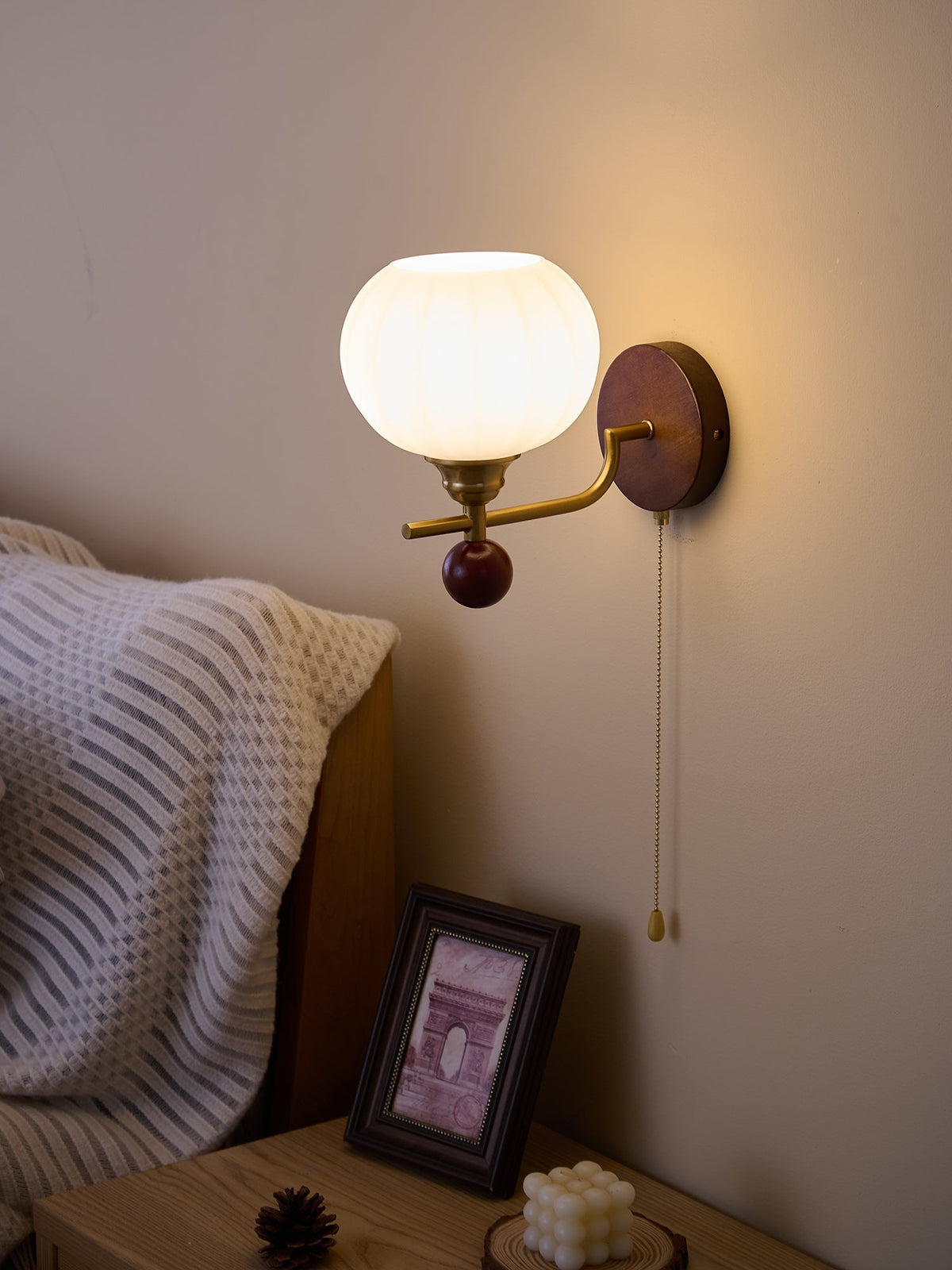 Syleella Premium Noordse kunst Kapelglas houten wandlamp van glas