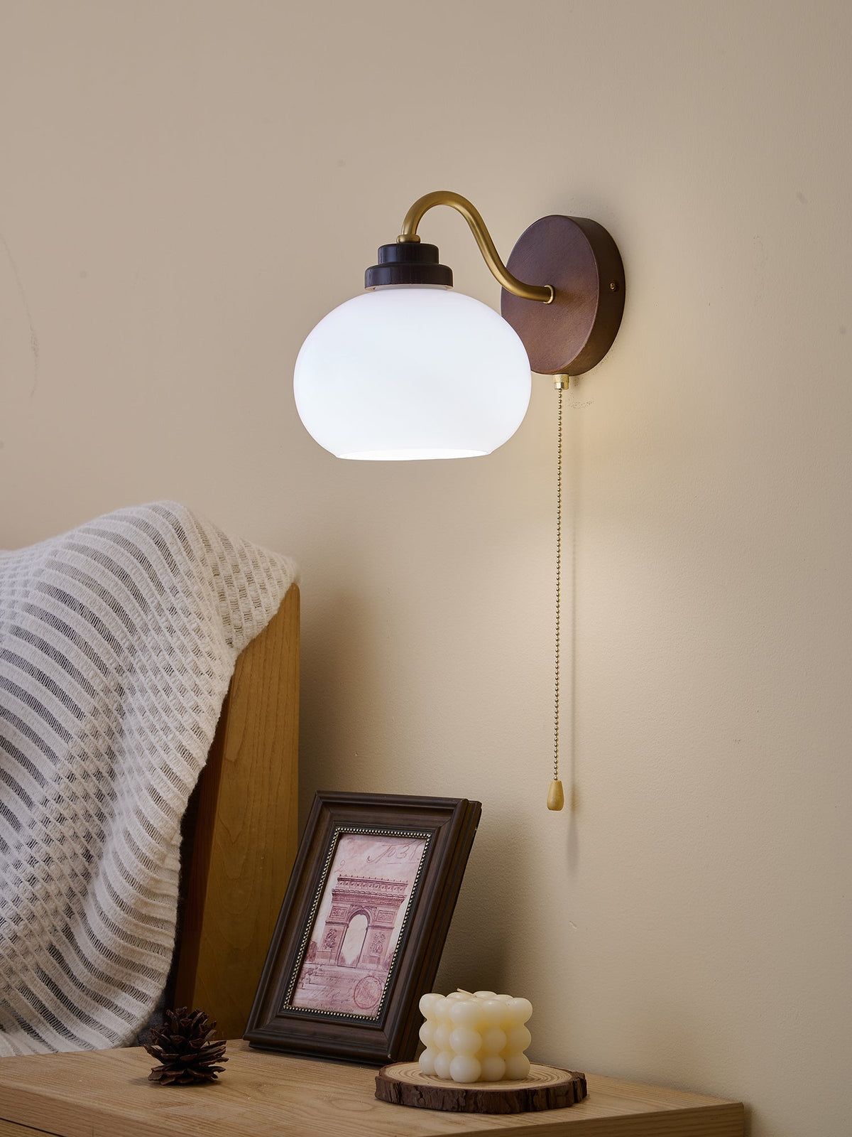 Syleella Premium Noordse kunst Kapelglas houten wandlamp van glas
