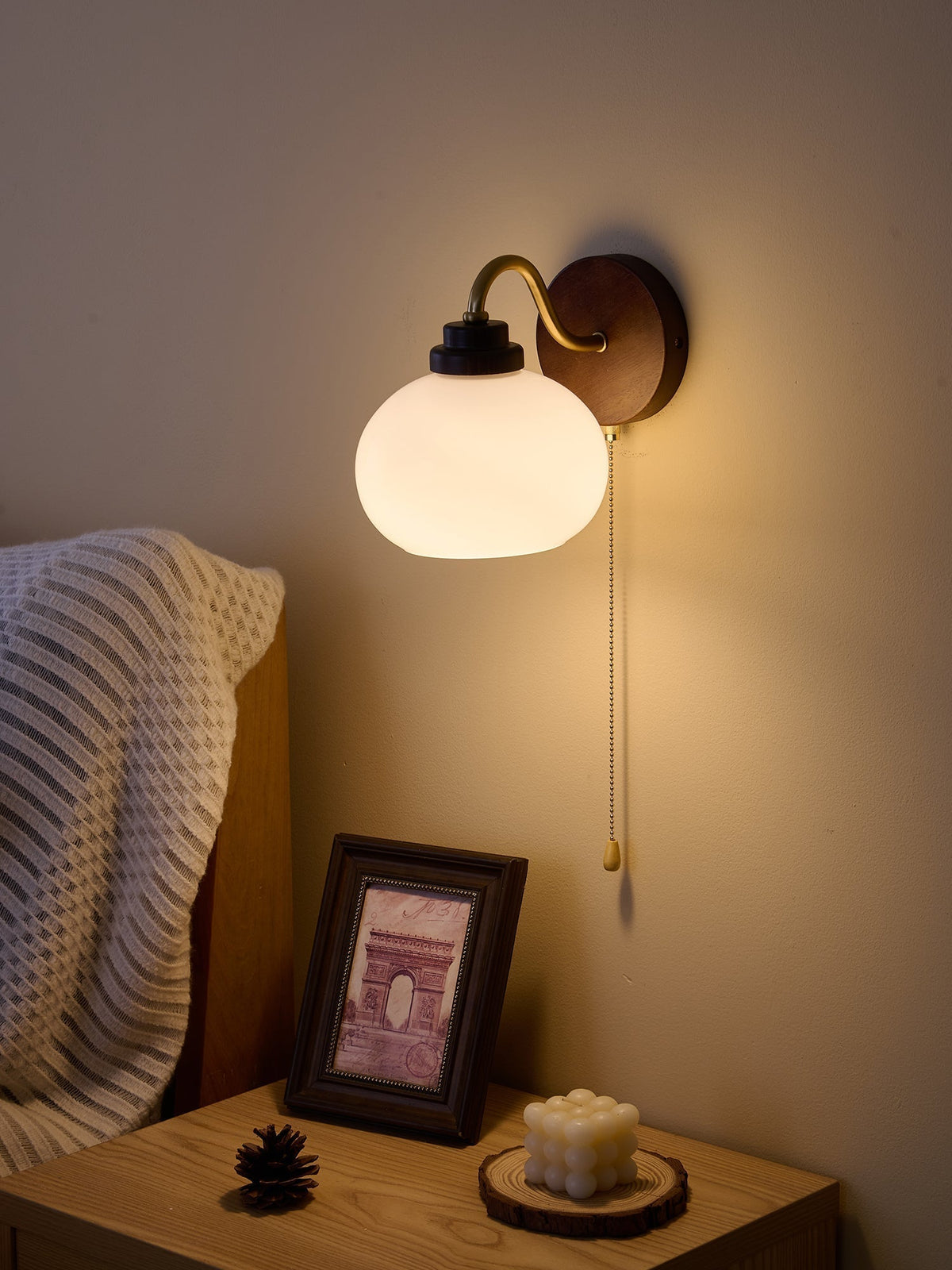 Syleella Premium Noordse kunst Kapelglas houten wandlamp van glas