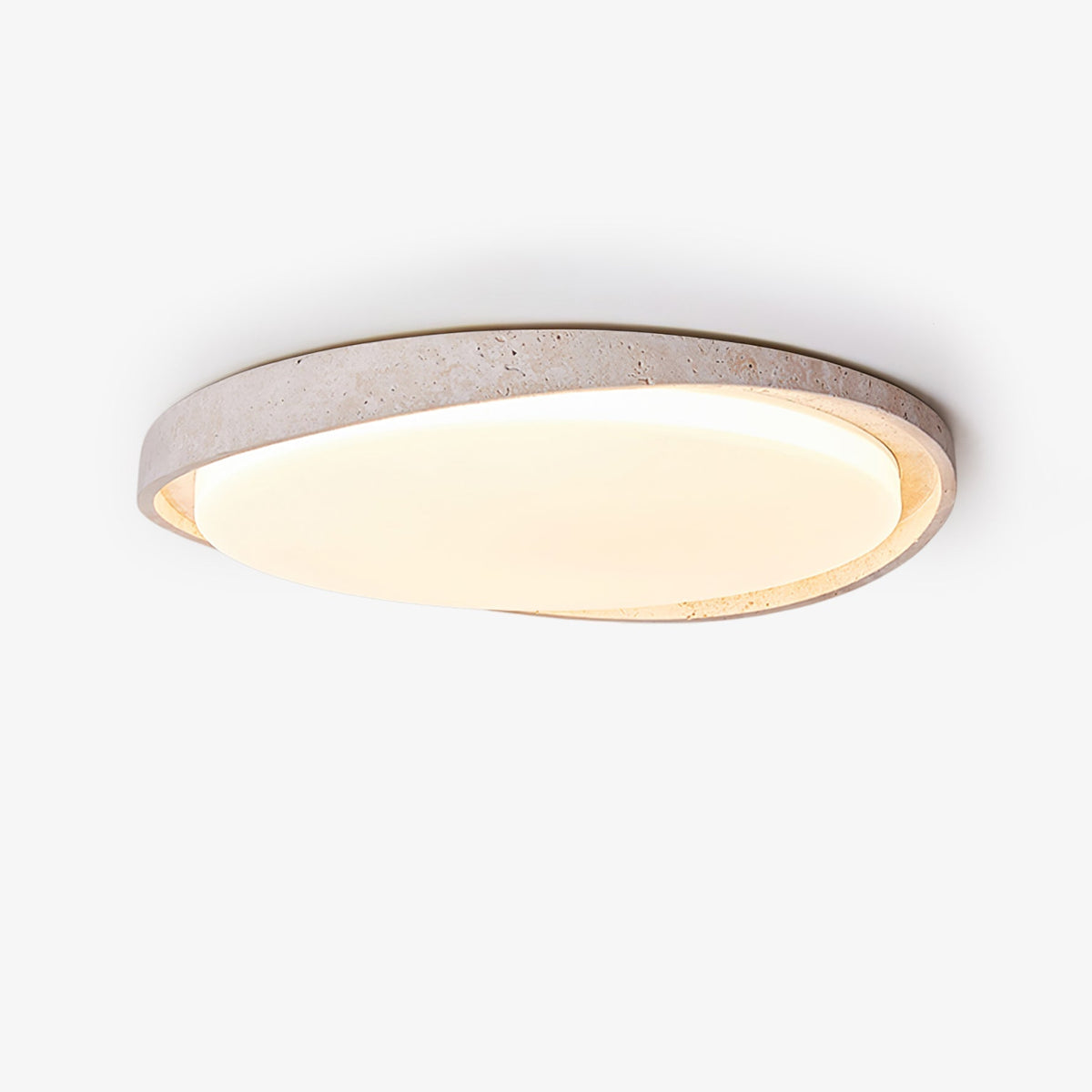 Cyvian ovale kader plafondlamp van geel travertin