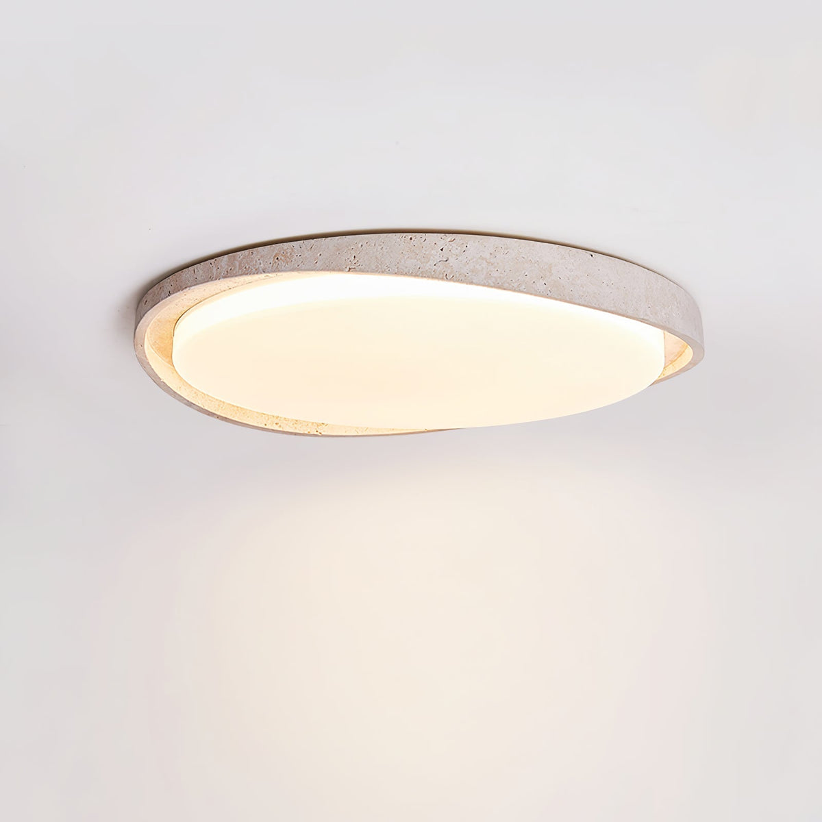 Cyvian ovale kader plafondlamp van geel travertin