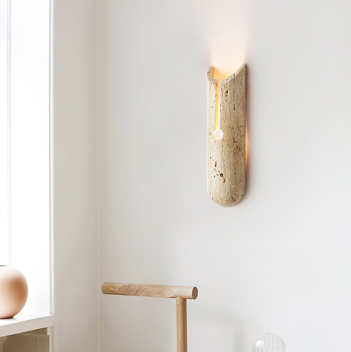 Norerette Rustic Geel travertin wandlamp