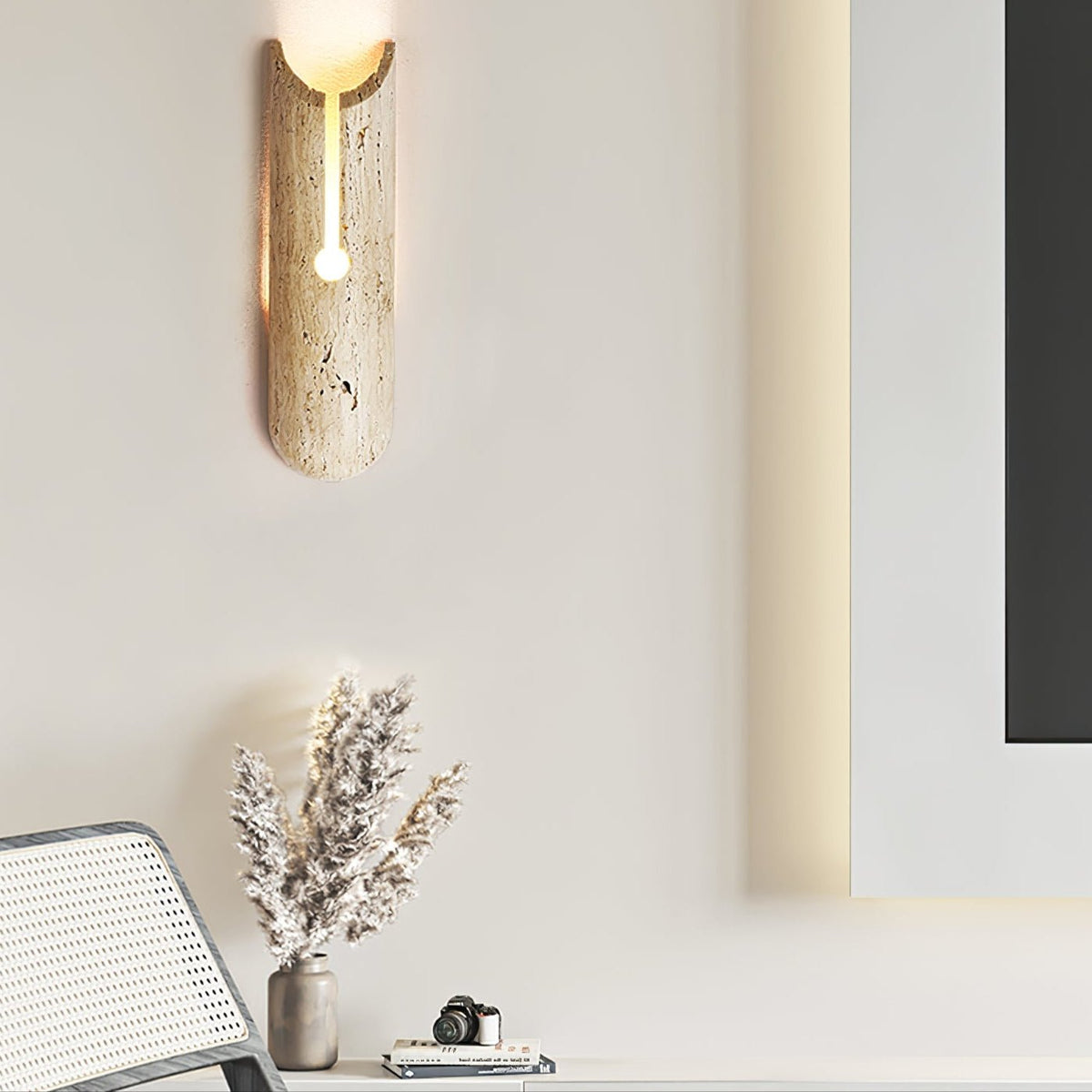 Norerette Rustic Geel travertin wandlamp