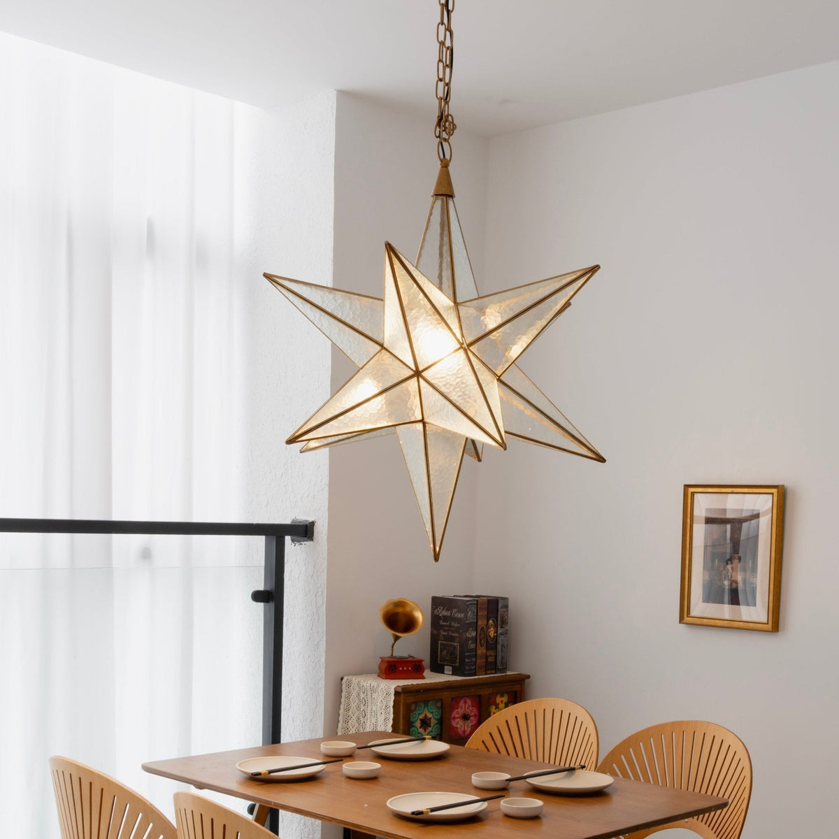 Sotr elegante kroonluchter met glazen ster