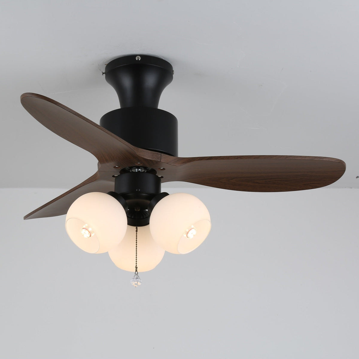 Gwen Vintage glazen plafondventilator met verlichting