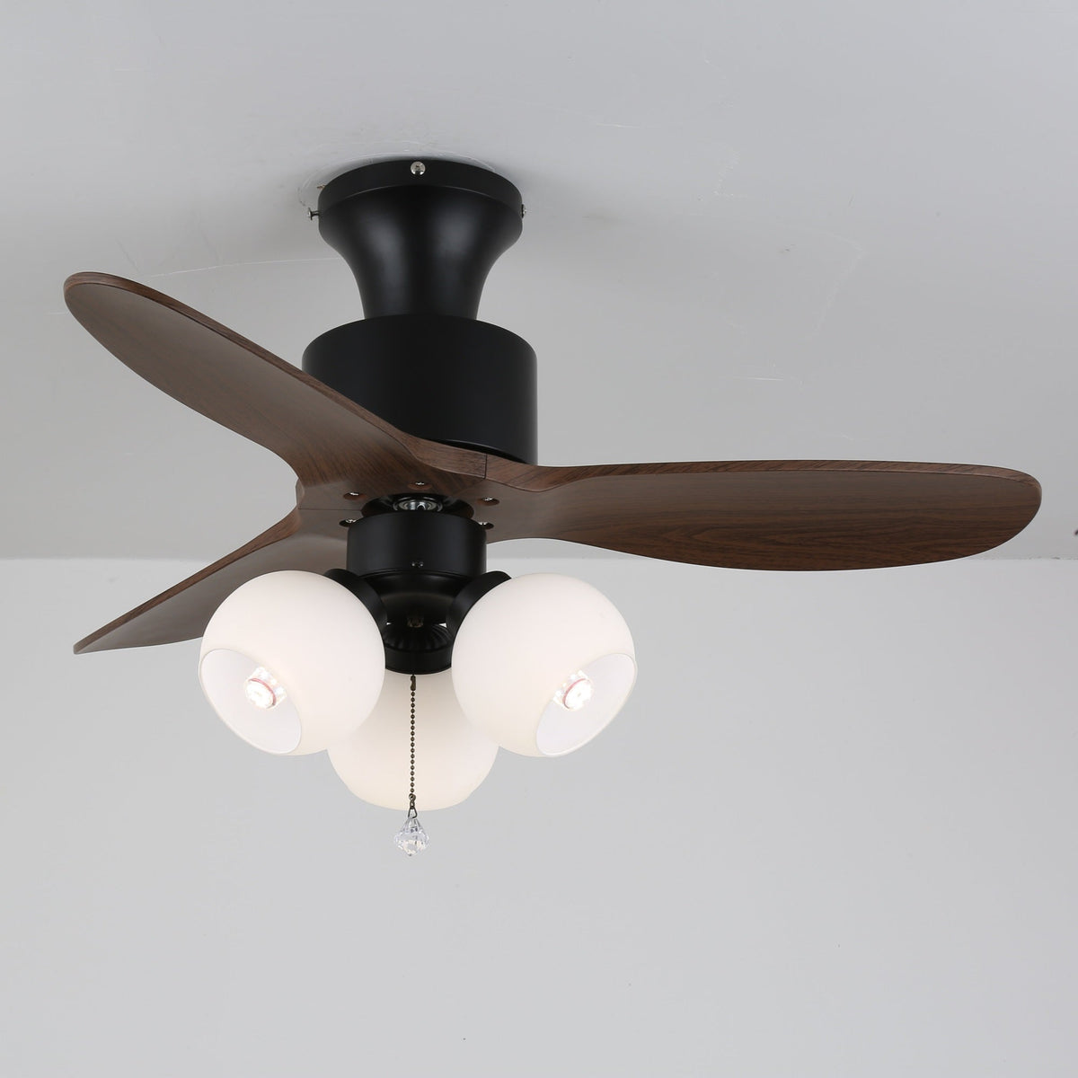 Gwen Vintage glazen plafondventilator met verlichting