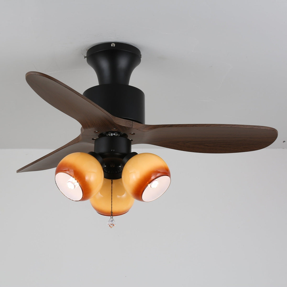 Gwen Vintage glazen plafondventilator met verlichting