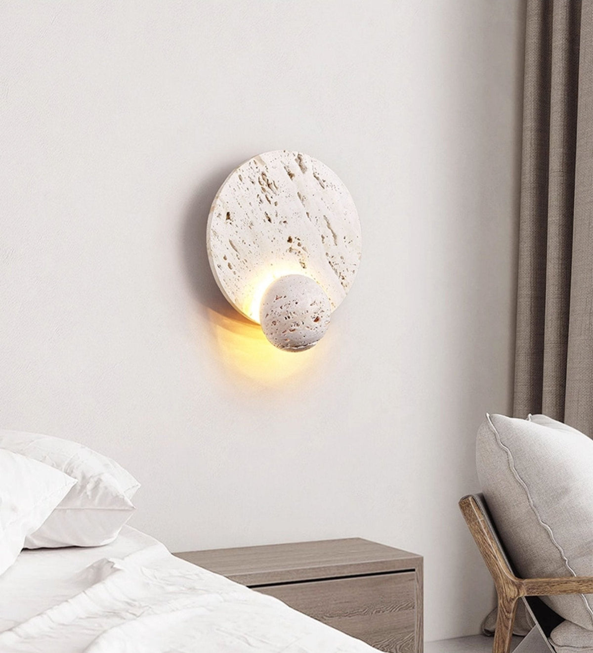 Norivaine Eclipse wandlamp met travertin