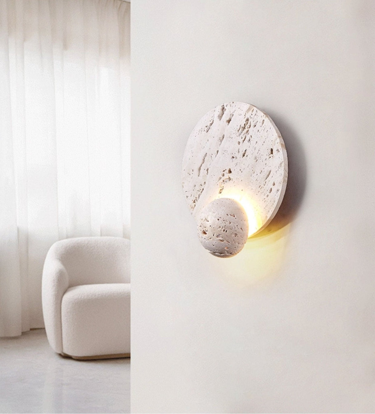 Norivaine Eclipse wandlamp met travertin