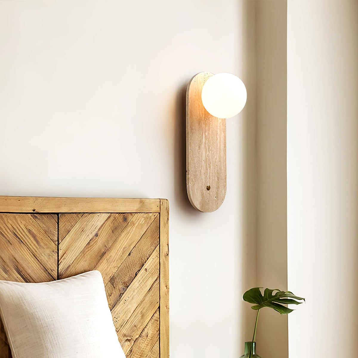 Aurevon minimalistisch wandlamp van geel travertin