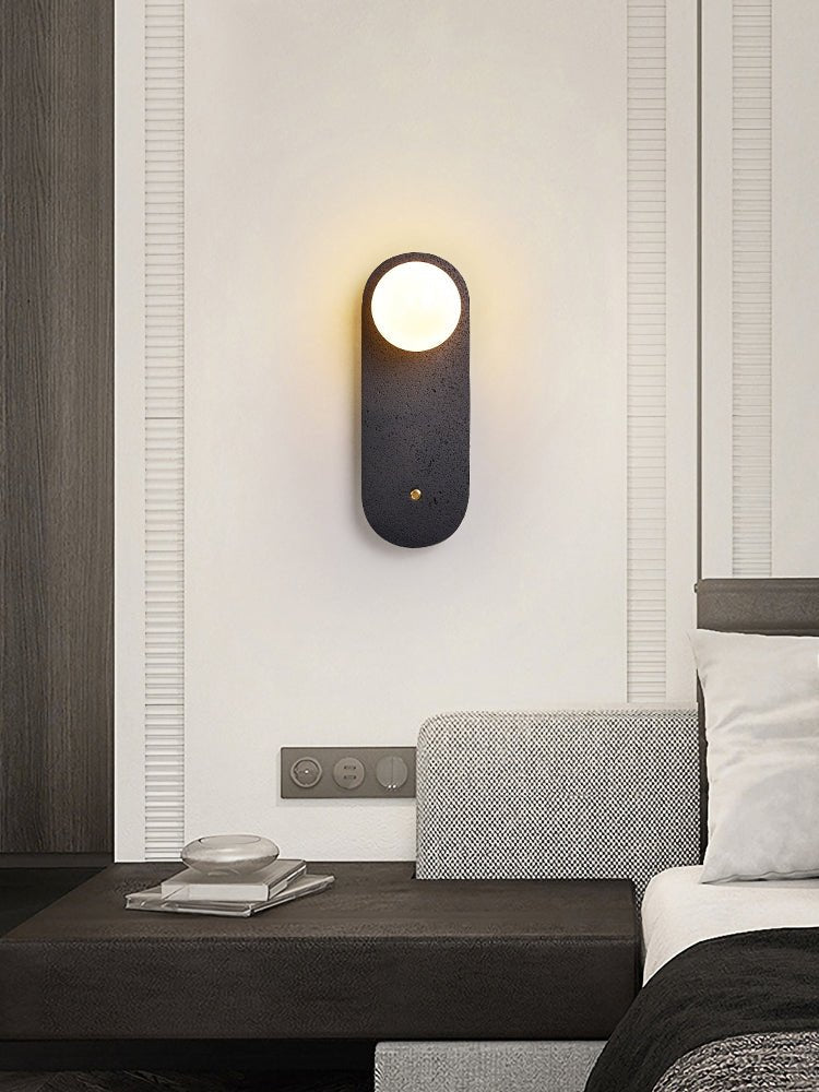 Taveella zwarte wandlamp in travertin