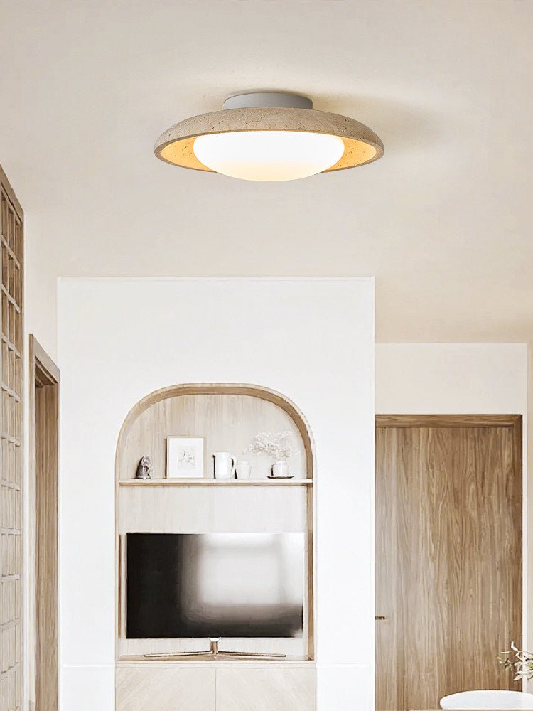 Tavuena Geel travertin plafondlamp