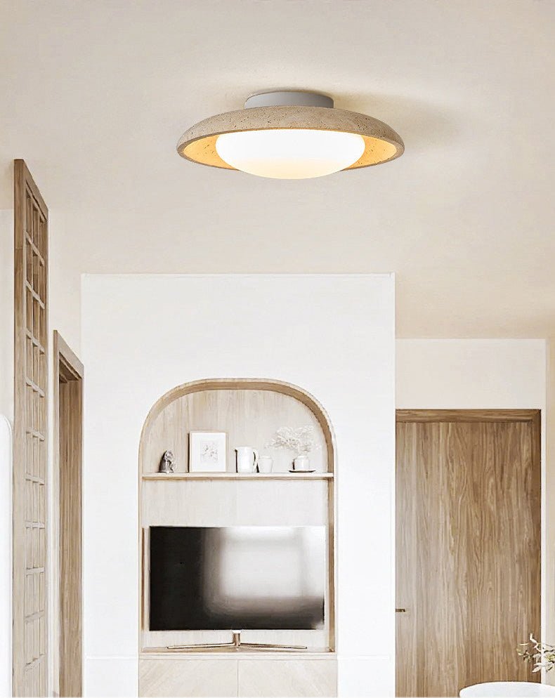 Tavuena Geel travertin plafondlamp