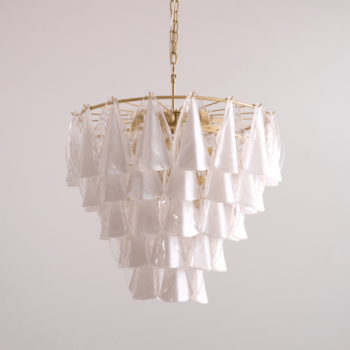 Eiririel Kroonluchter Wit Bloemblaad glas Gelaagd Modern
