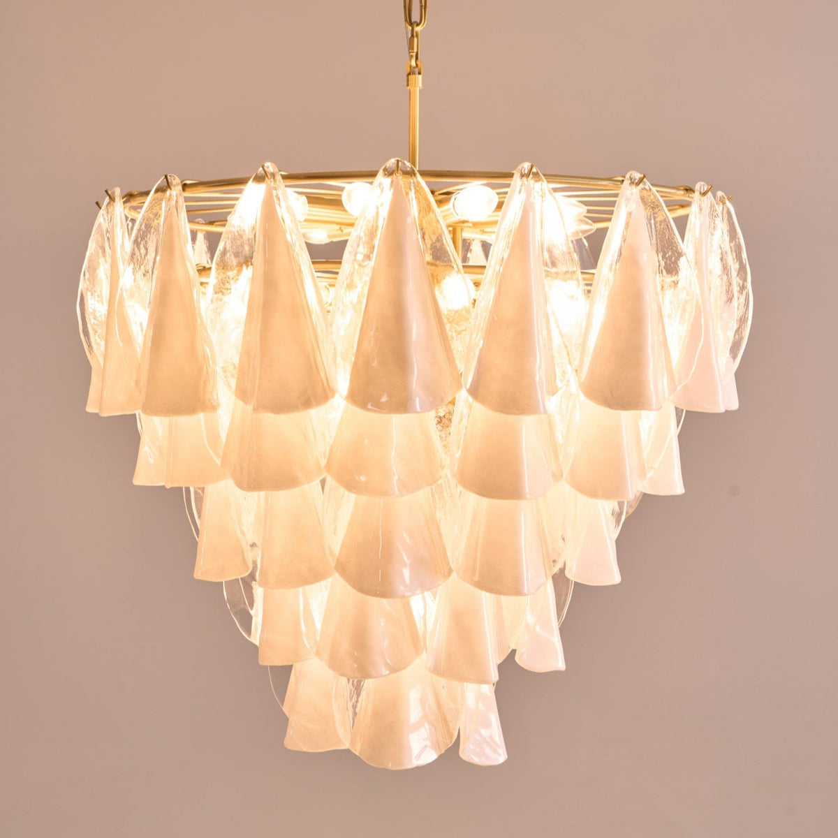 Eiririel Kroonluchter Wit Bloemblaad glas Gelaagd Modern