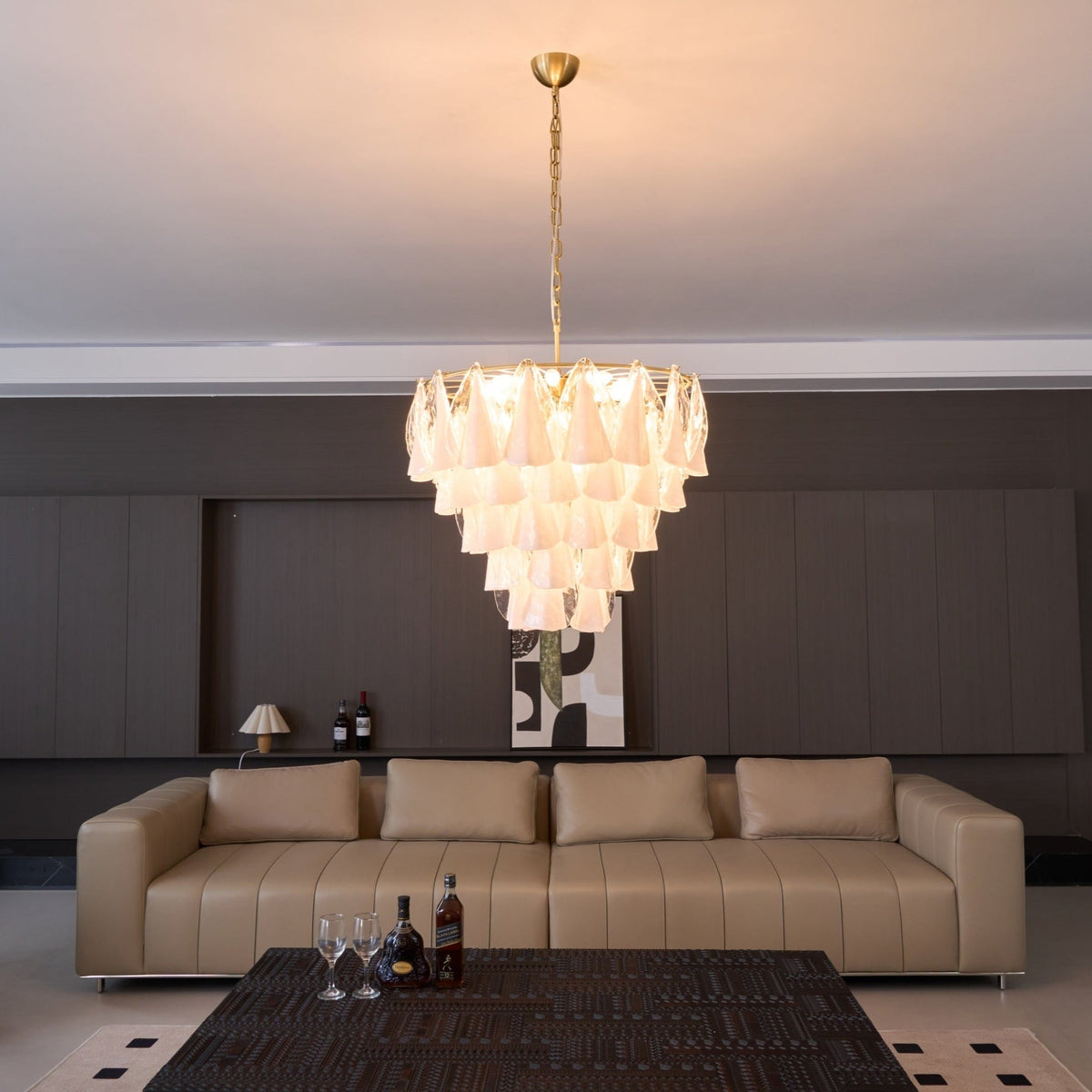 Eiririel Kroonluchter Wit Bloemblaad glas Gelaagd Modern