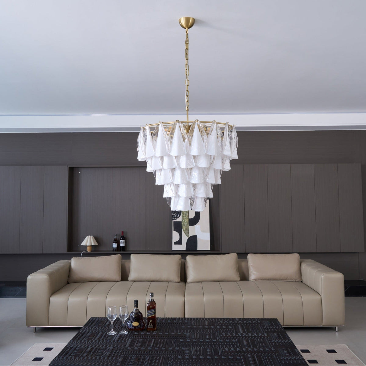 Eiririel Kroonluchter Wit Bloemblaad glas Gelaagd Modern