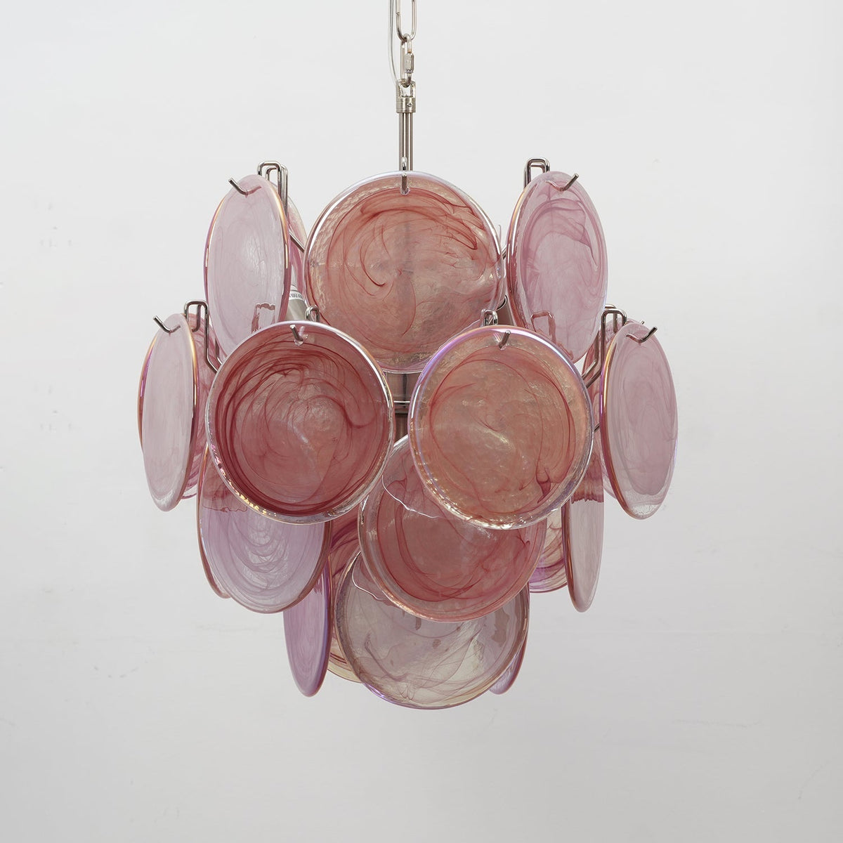 Teriinelle kroonluchter met meelagen Murano-disc kunstwerk in meerdere kleuren