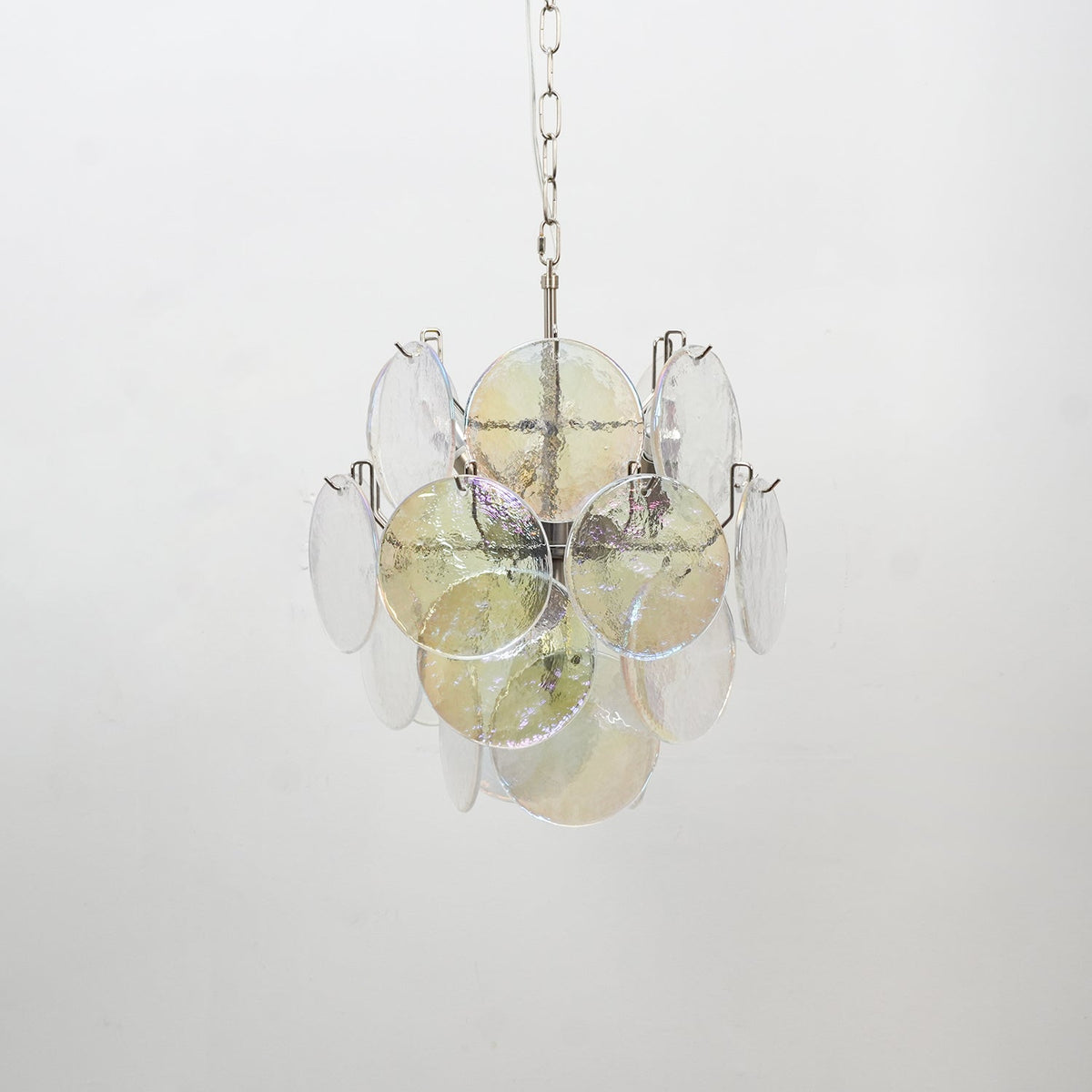 Teriinelle kroonluchter met meelagen Murano-disc kunstwerk in meerdere kleuren