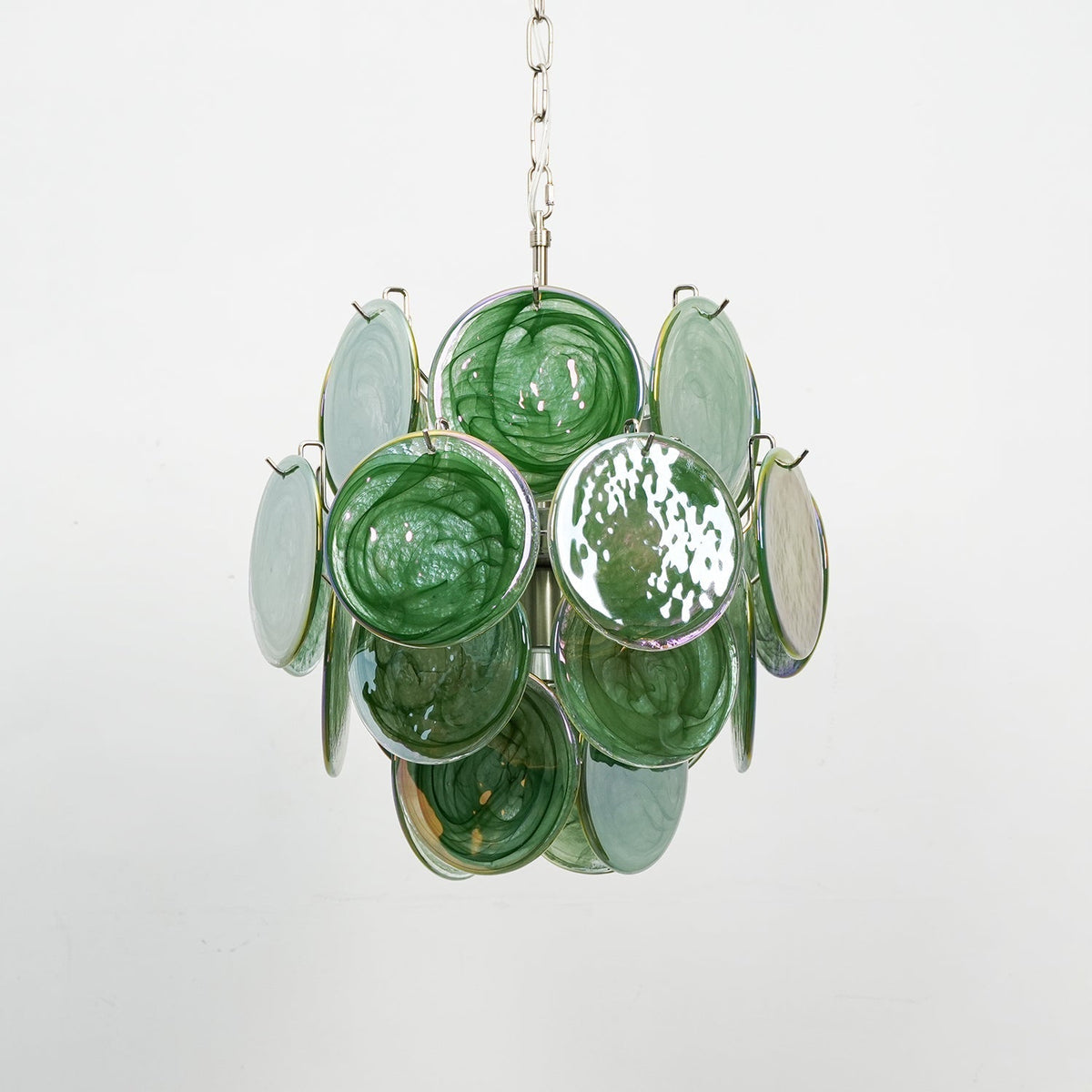 Teriinelle kroonluchter met meelagen Murano-disc kunstwerk in meerdere kleuren