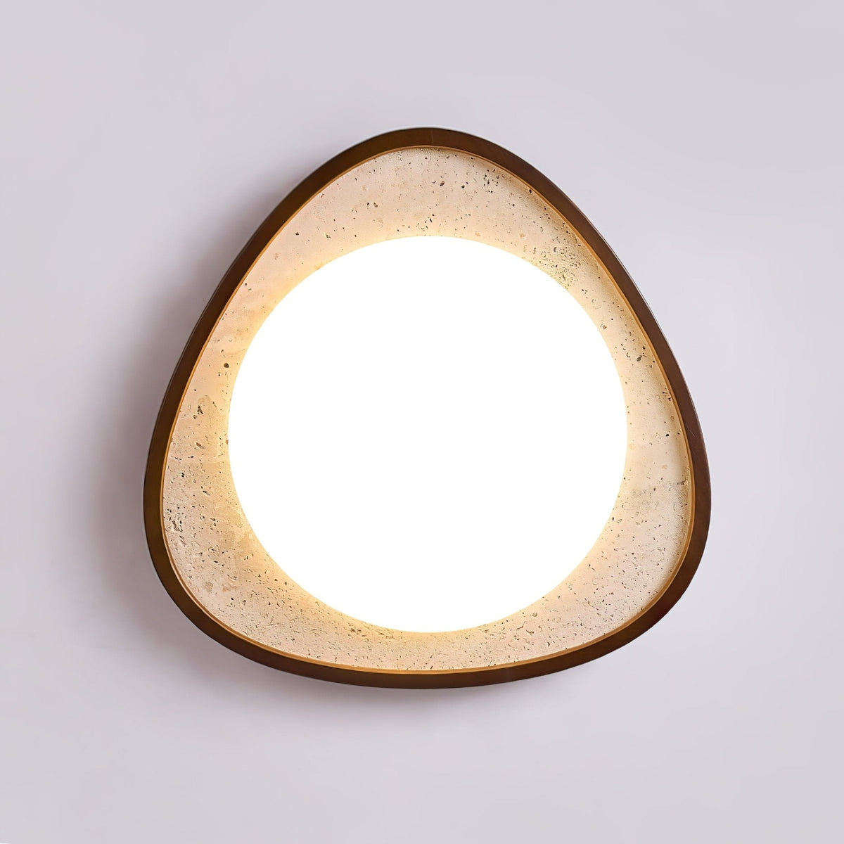 Orsoliel plafondlamp van geel travertin en walnoothout