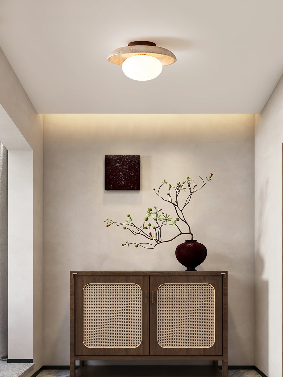 Tavaiella minimalistische plafondlamp in travertin