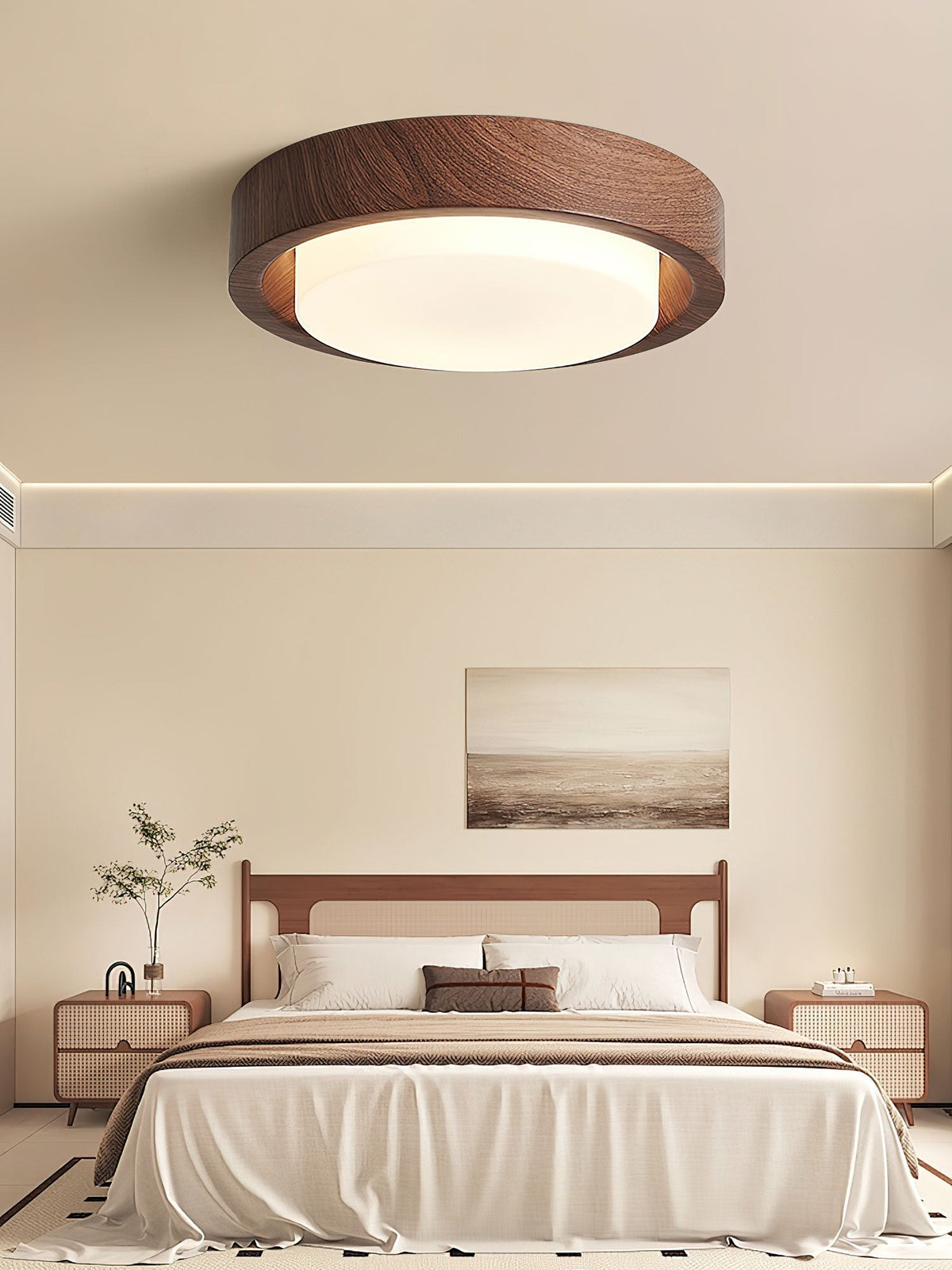 Sylaeon Minimalistische plafondlamp van walnoothout