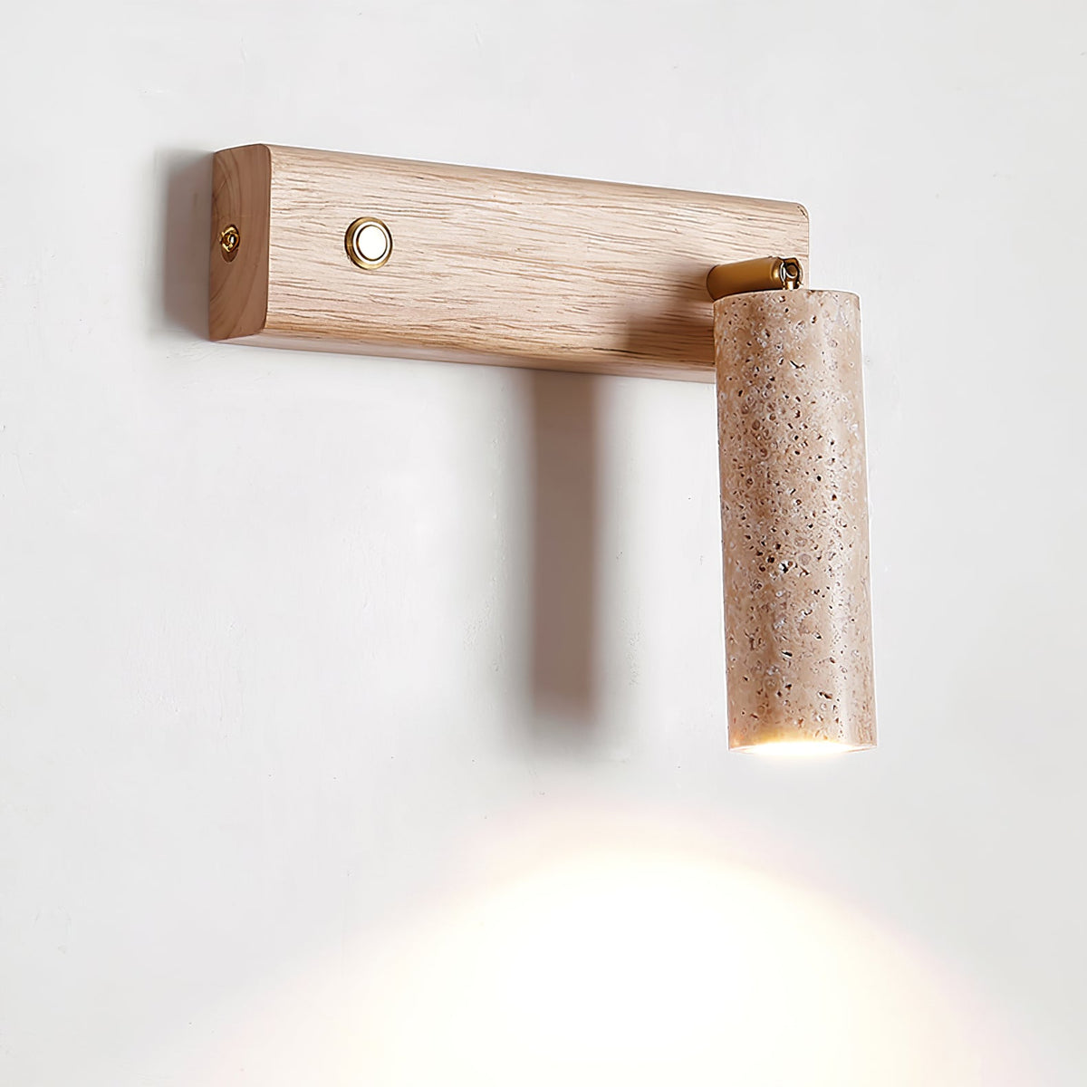Valeaya cilindrische wandlamp van geel travertin