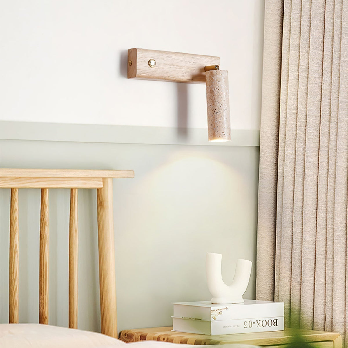 Valeaya cilindrische wandlamp van geel travertin