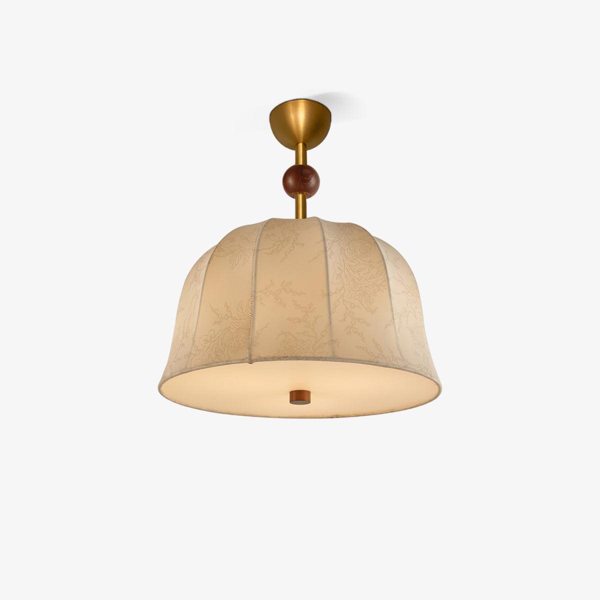 Plafondlamp in stof, metaal en hout voor elegante warme interieurs