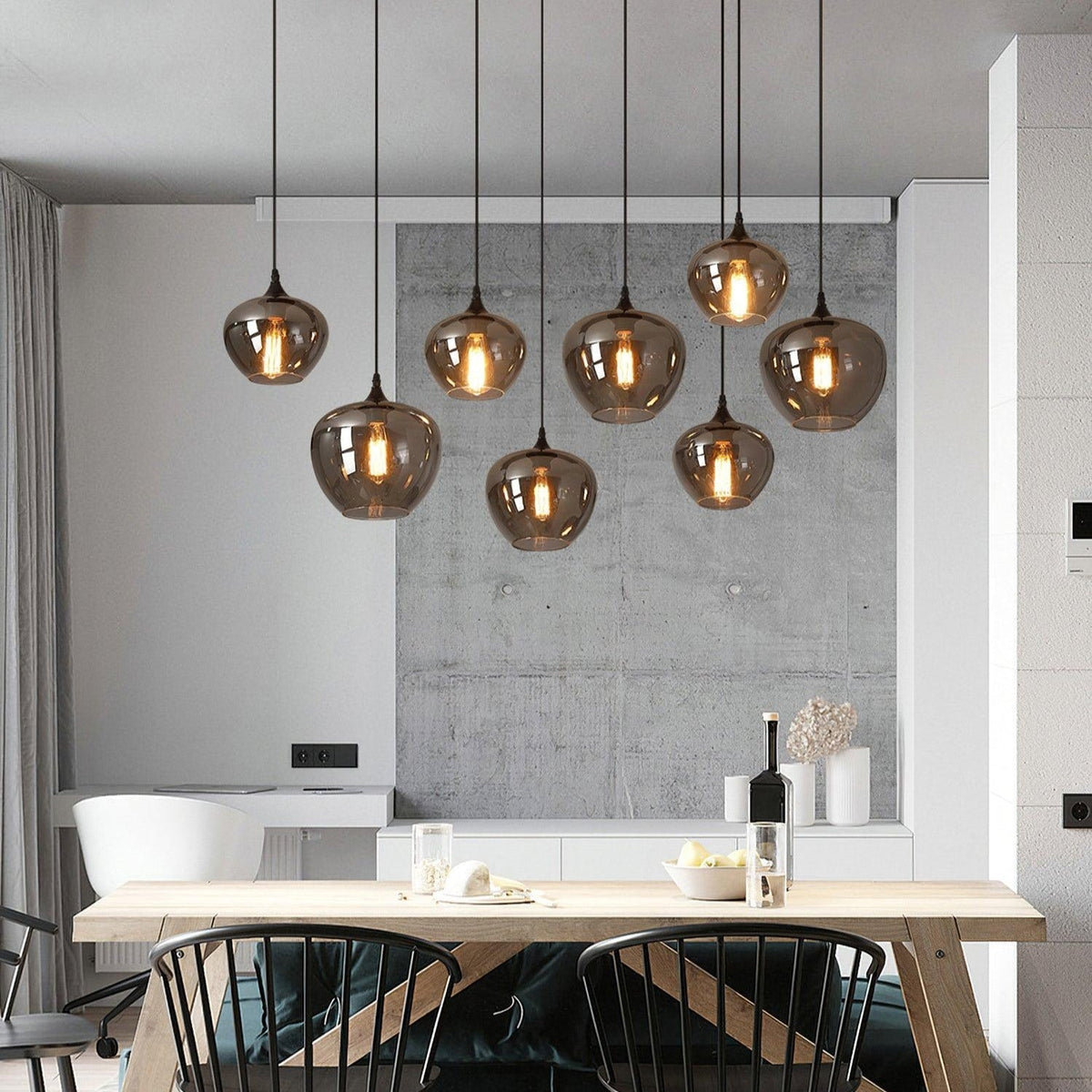 Tevely hanglamp met industriële stijl en glazen kap