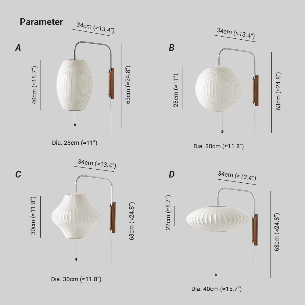 Aldinira wandlamp walnoot bal