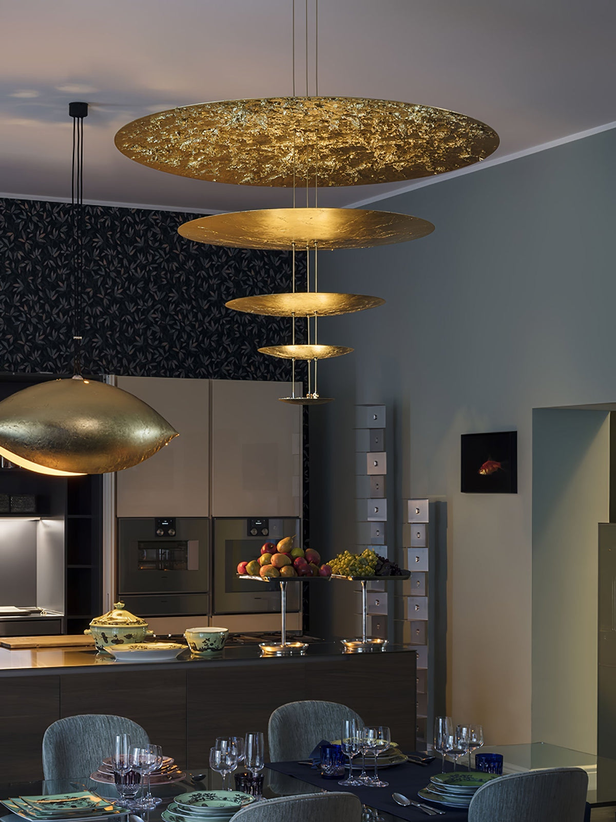 Phelion gelaagde hanglamp van goudfolie