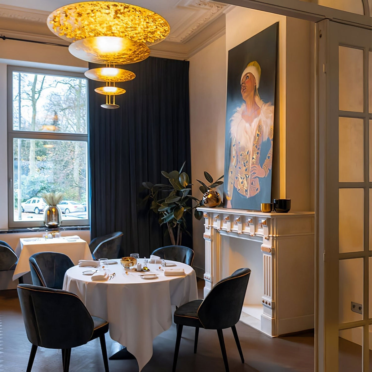 Phelion gelaagde hanglamp van goudfolie