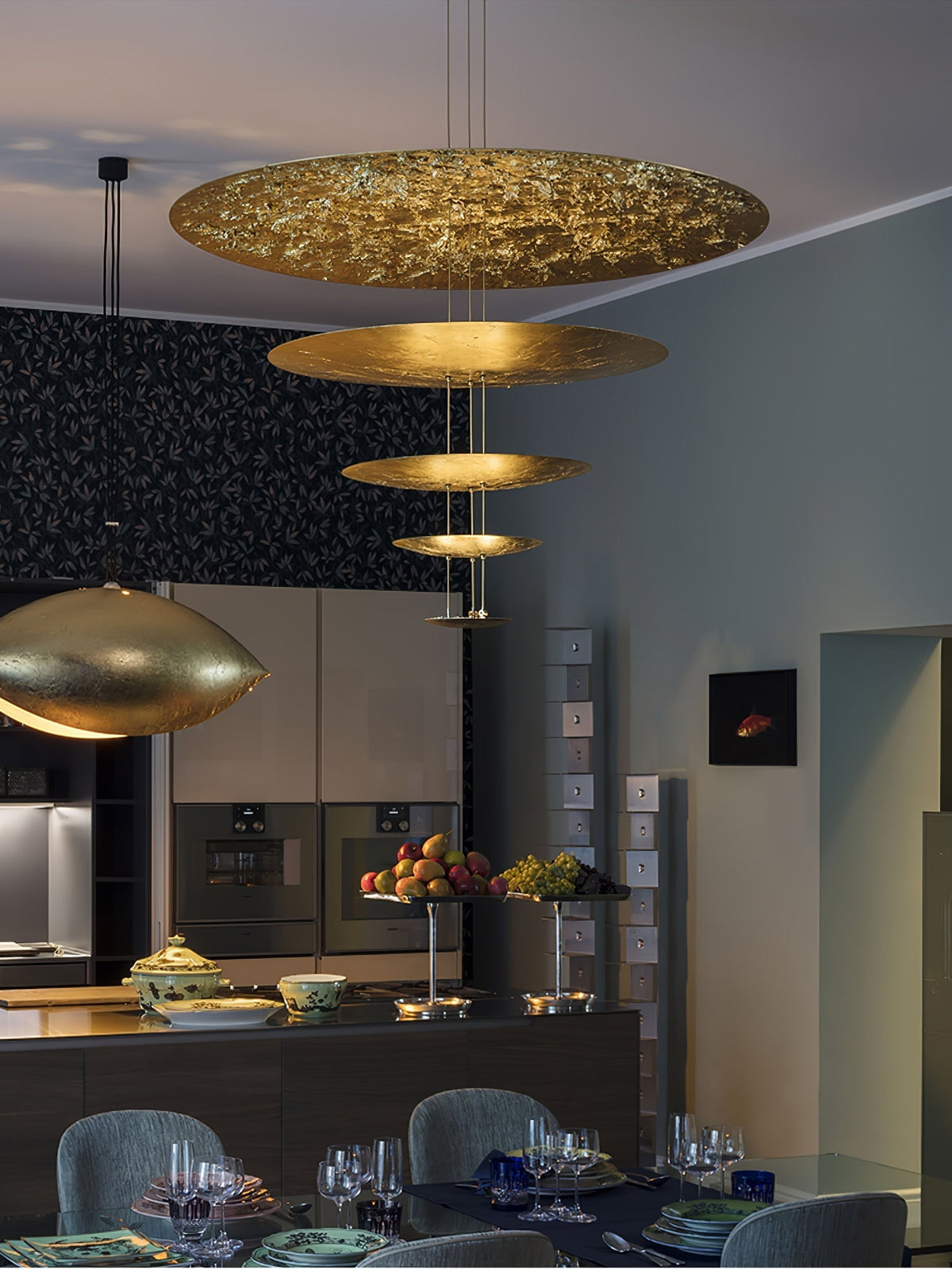 Phelion gelaagde hanglamp van goudfolie