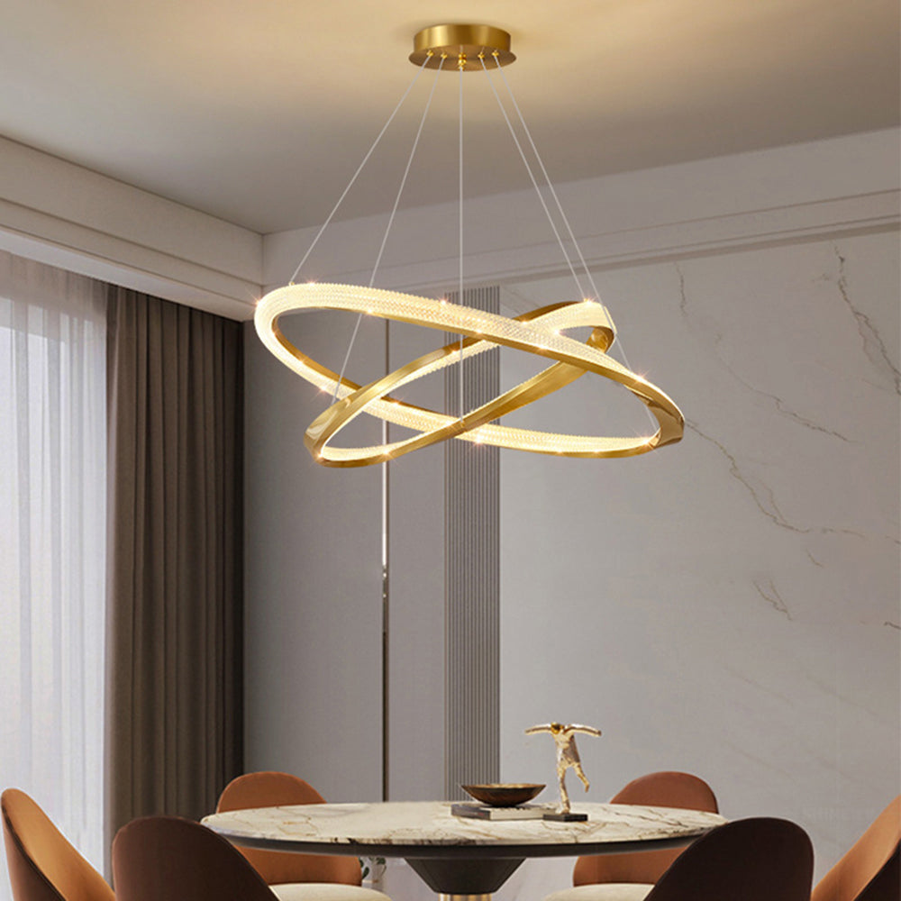 Alonza Minimalist Ring Spiral Shape Metal Pendant Light,Gold